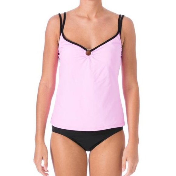 MAINSTREAM Pink Black Tankini - Size 14 - Picture 1 of 8